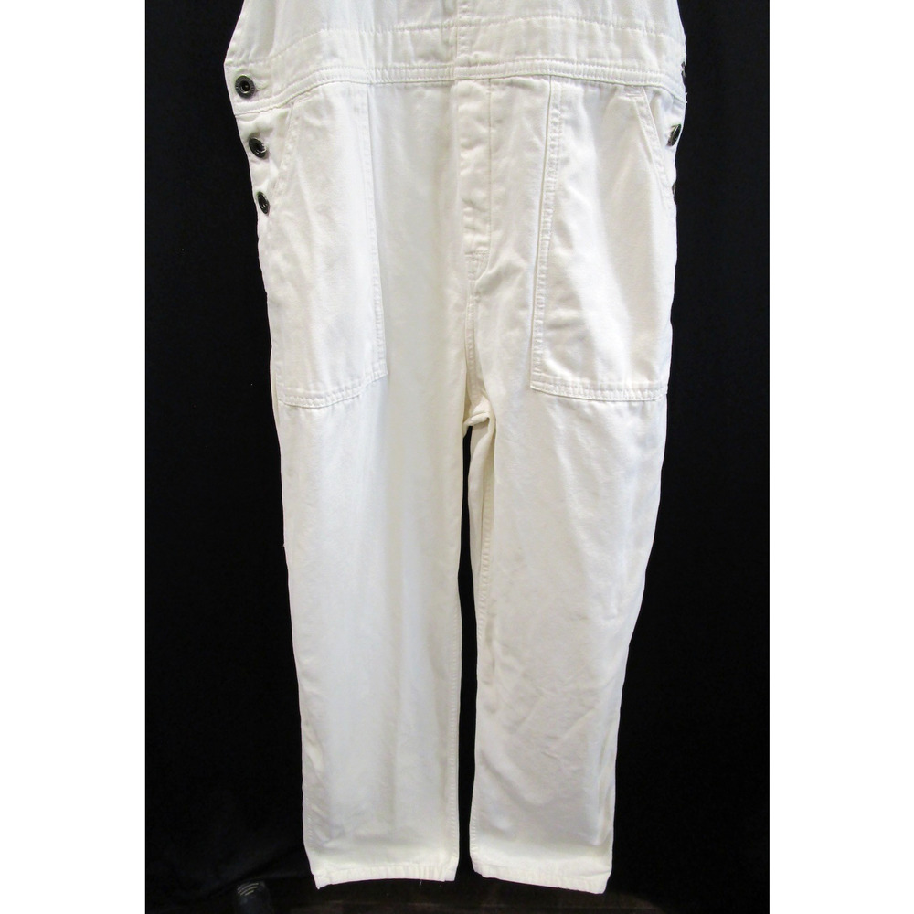 EUC! Zara Ivory Canvas Bib Carpenter Overalls Women Sz M - Picture 5 of 13